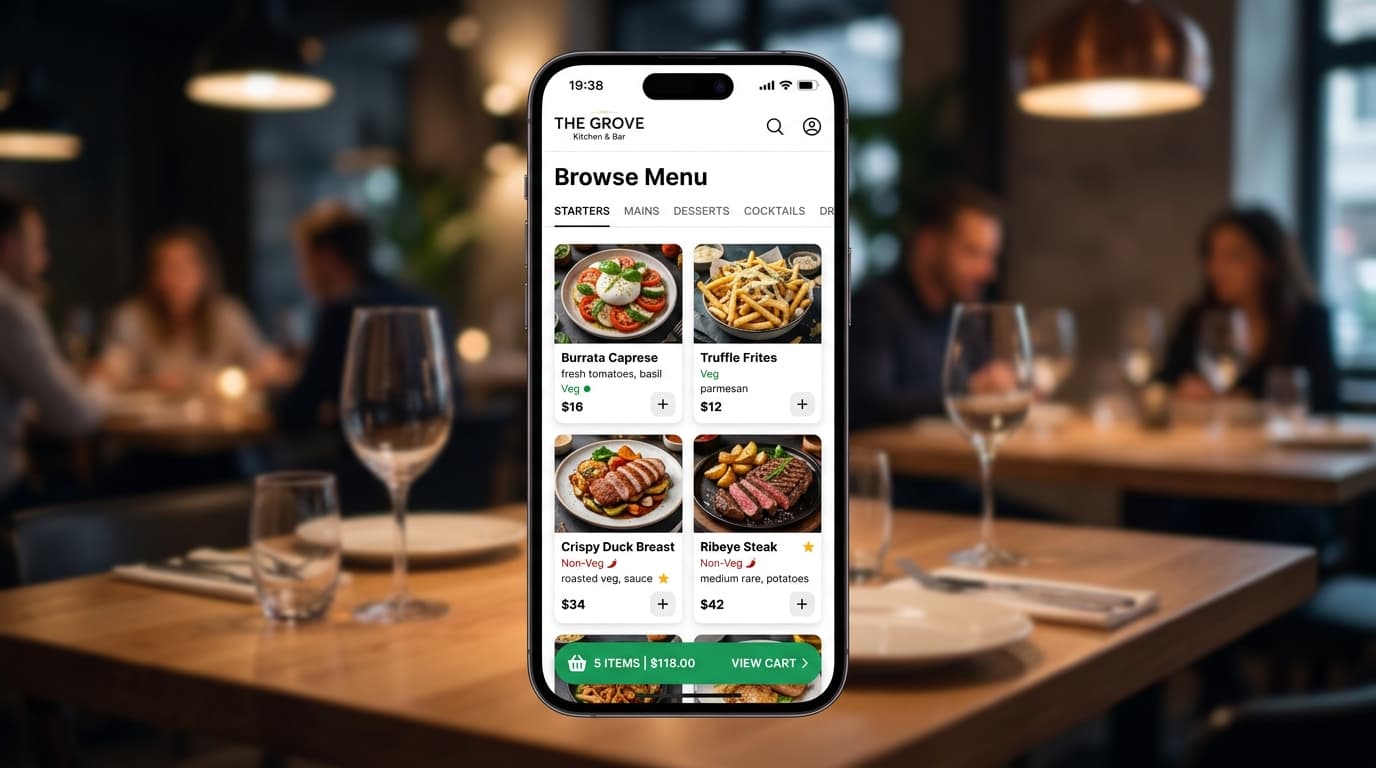 QR Menus Interface Mockup